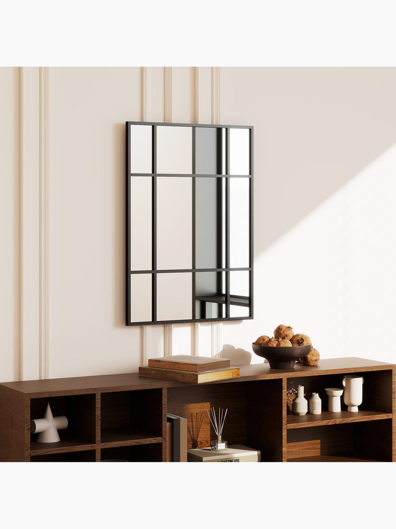 Miroir mural verrière rectangulaire - 4 crochets - 70 x 50 cm - métal Noir - Kiabi