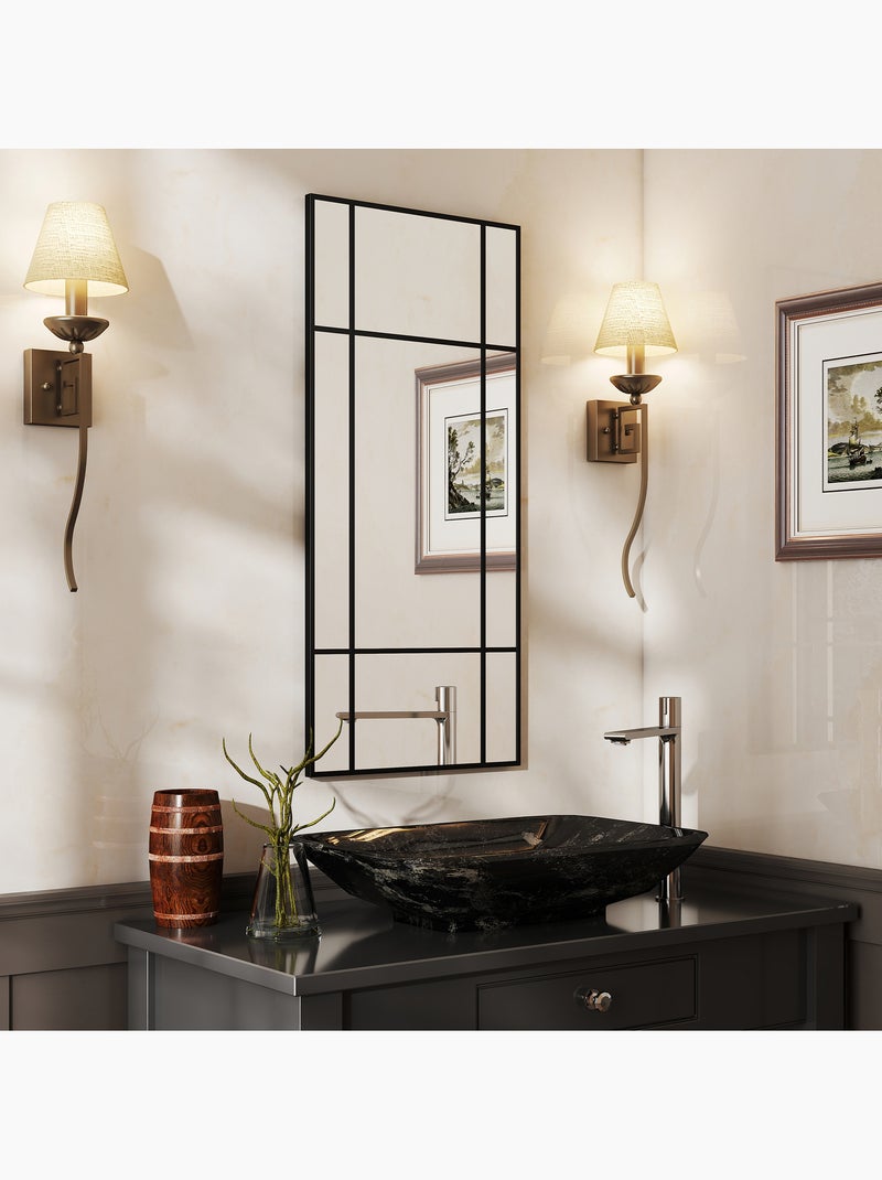 Miroir mural verrière rectangulaire Noir - Kiabi