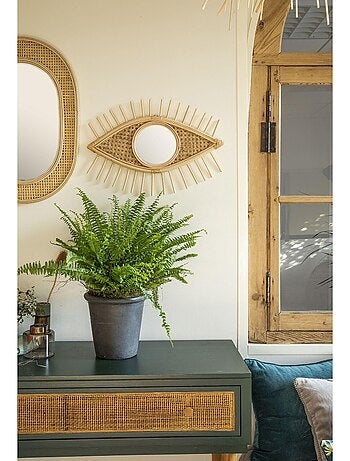 Miroir ŒIL en rotin 'Deko&co'