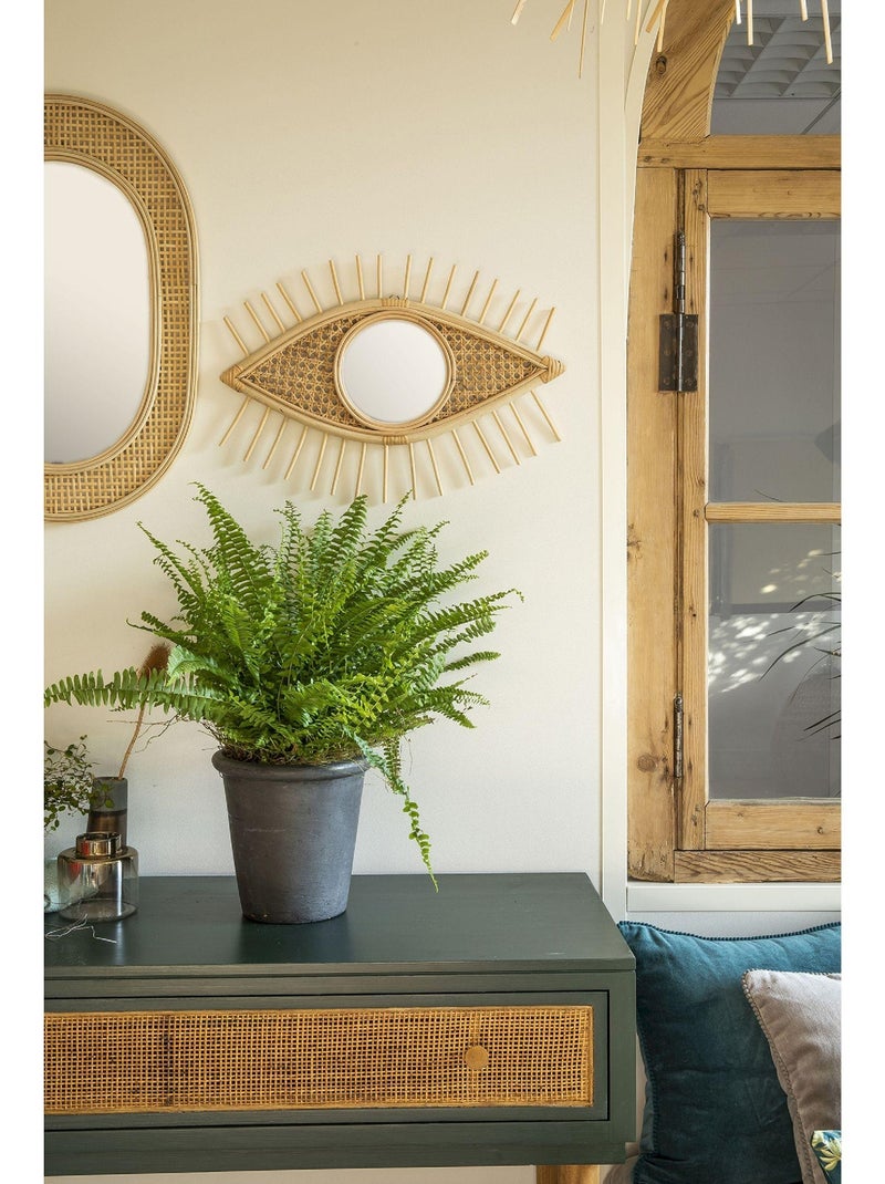 Miroir ŒIL en rotin 'Deko&co' Beige - Kiabi