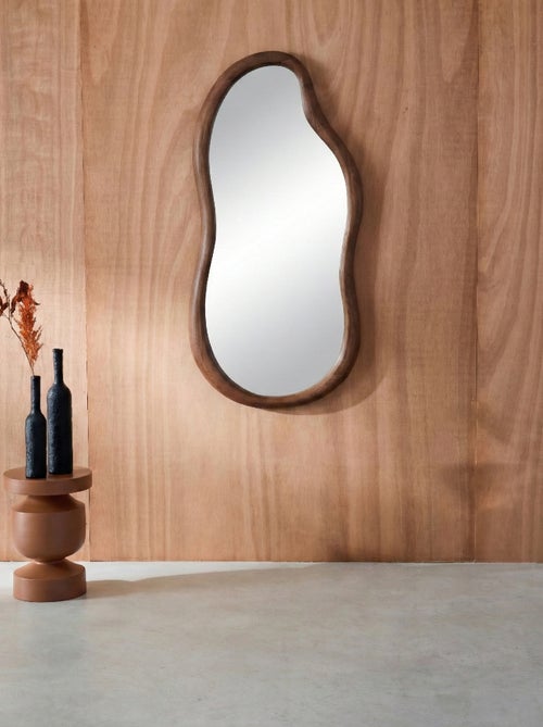 Miroir organique bois d'hévéa Austin - Kiabi