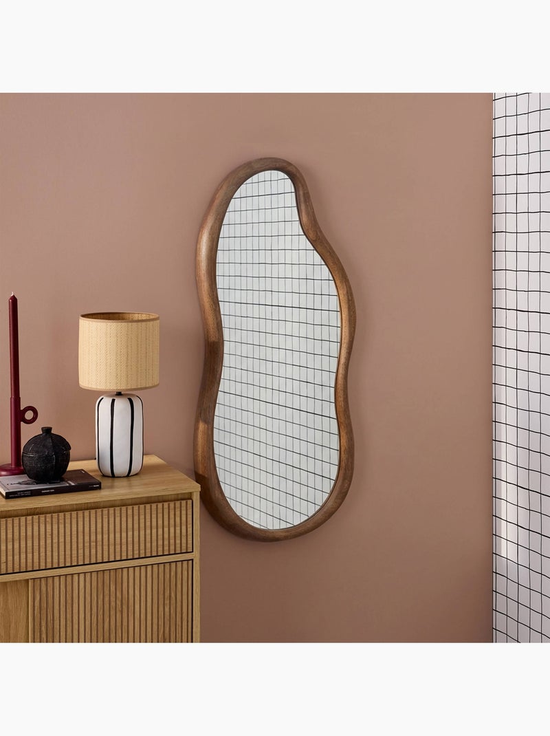 Miroir organique bois d'hévéa Austin Marron foncé - Kiabi