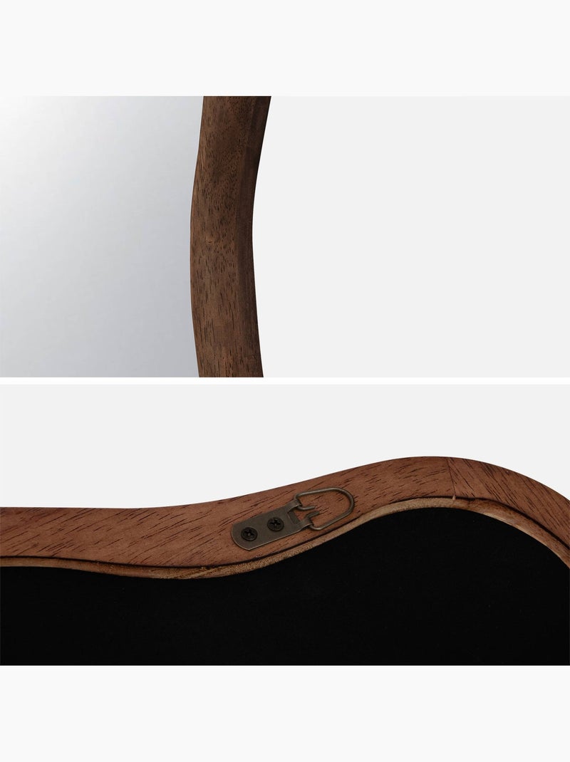 Miroir organique bois d'hévéa Austin Marron foncé - Kiabi