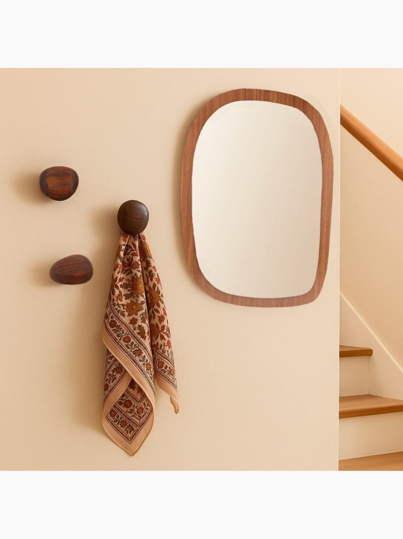 Miroir organique contour bois 45x65cm Beige - Kiabi