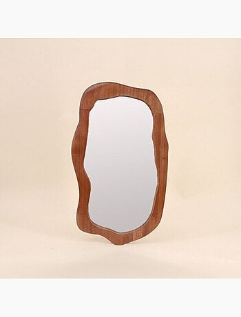 Miroir organique contour bois 50x30cm