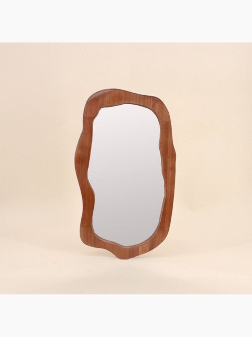 Miroir organique contour bois 50x30cm - Kiabi