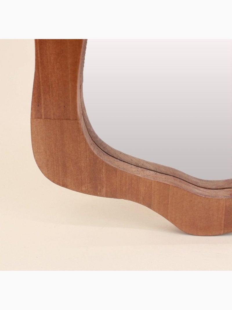 Miroir organique contour bois 50x30cm Beige - Kiabi