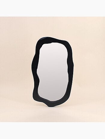 Miroir organique contour bois noir 50x30cm