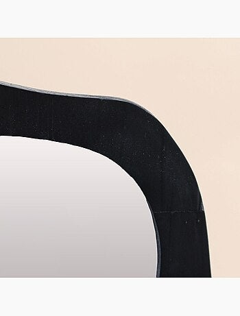 Miroir organique contour bois noir 50x30cm