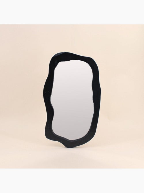 Miroir organique contour bois noir 50x30cm - Kiabi