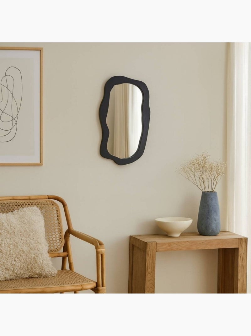 Miroir organique contour bois noir 50x30cm Noir - Kiabi
