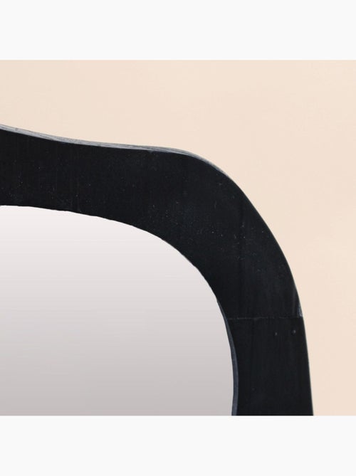 Miroir organique contour bois noir 50x30cm - Kiabi