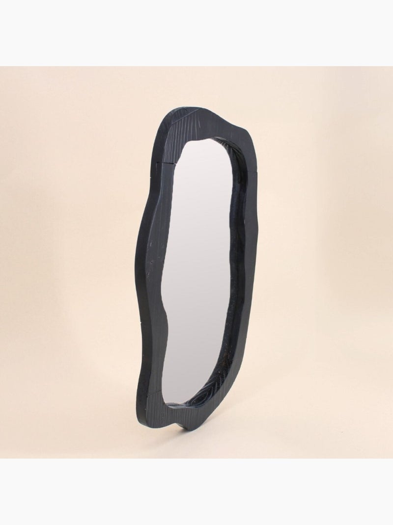 Miroir organique contour bois noir 50x30cm Noir - Kiabi