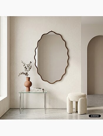 Miroir organique décor bois 90cm bruno
