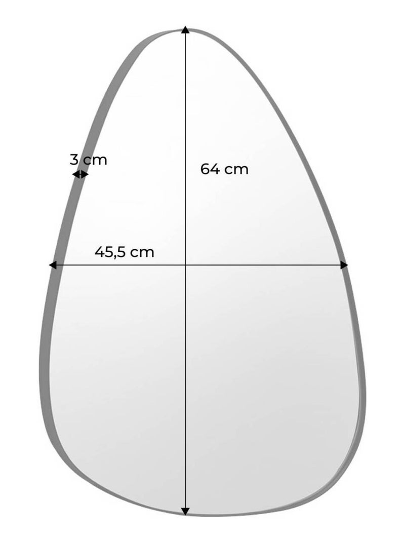 Miroir organique métal 64cm Harvey Noir - Kiabi