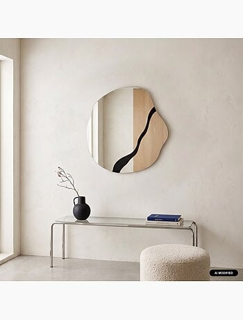 Miroir organique motif bois 74,5cm vano