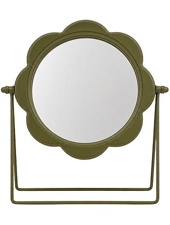 Miroir orientable rond ondulé vert 28cm