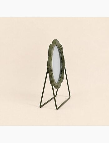 Miroir orientable rond ondulé vert 28cm