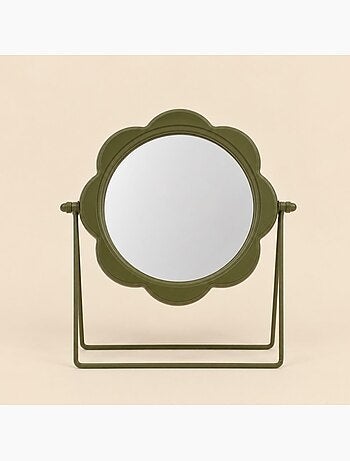 Miroir orientable rond ondulé vert 28cm
