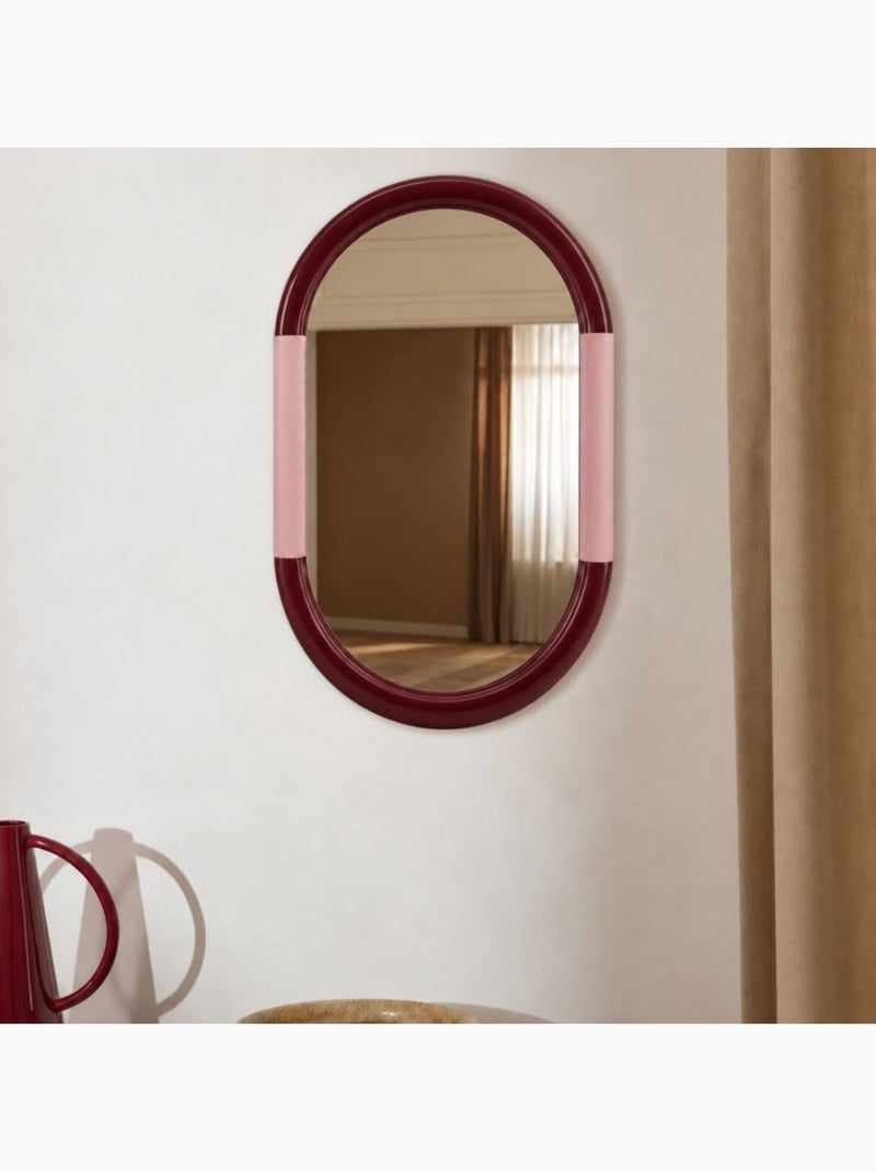 Miroir ovale bordeaux et rose 50x35cm Bordeaux - Kiabi