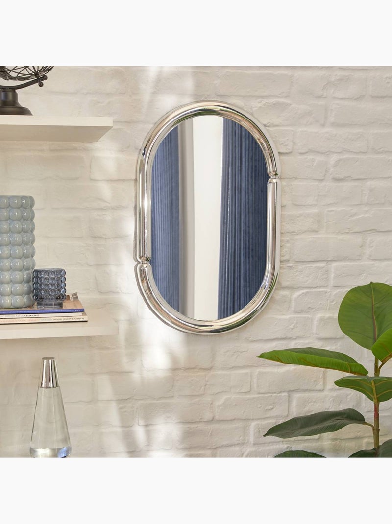 Miroir ovale chromé MICAELA Argent - Kiabi