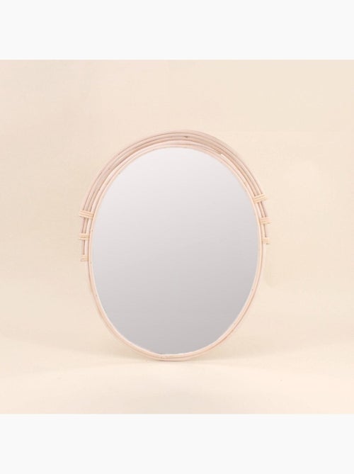 Miroir ovale contour rotin 46x36cm - Kiabi