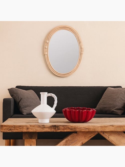 Miroir ovale contour rotin 46x36cm - Kiabi