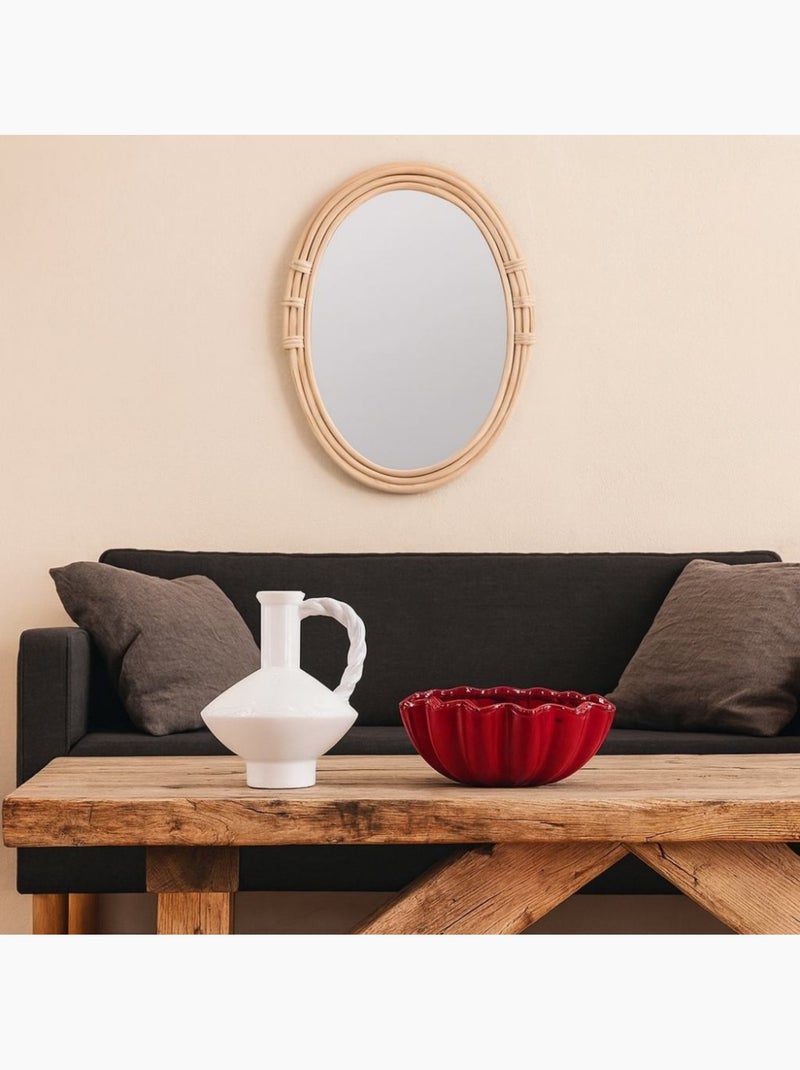 Miroir ovale contour rotin 46x36cm Beige - Kiabi