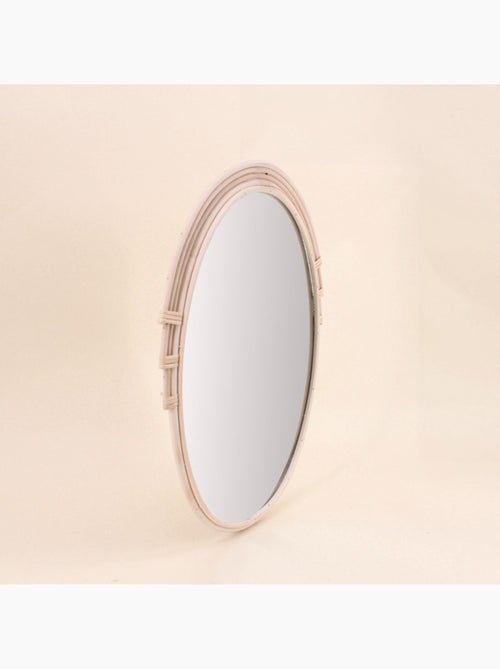 Miroir ovale contour rotin 46x36cm - Kiabi