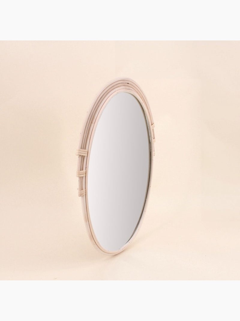 Miroir ovale contour rotin 46x36cm Beige - Kiabi