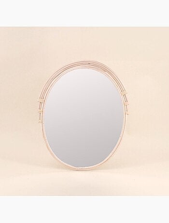Miroir ovale contour rotin multirangs 46x36cm