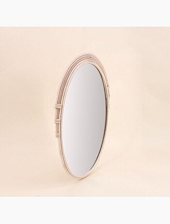 Miroir ovale contour rotin multirangs 46x36cm