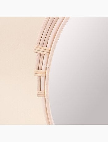 Miroir ovale contour rotin multirangs 46x36cm
