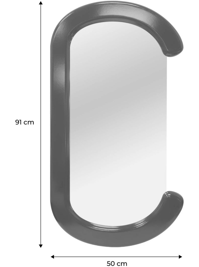 Miroir ovale décor bois 91cm link Noir - Kiabi