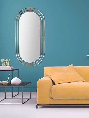 Miroir ovale design en métal et verre
