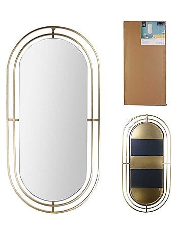 Miroir ovale design en métal et verre