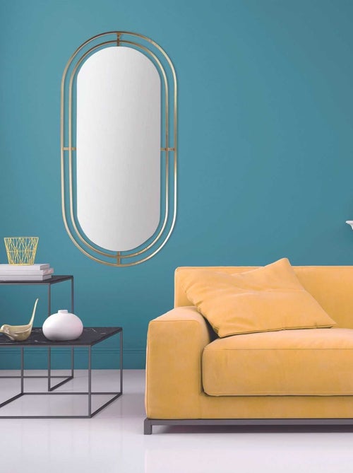 Miroir ovale design en métal et verre - Kiabi