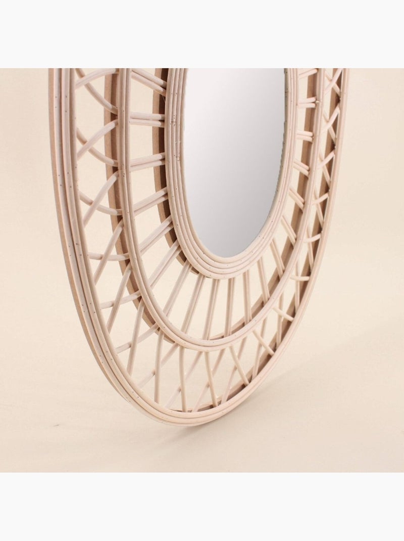 Miroir ovale en rotin 58x42cm Beige - Kiabi