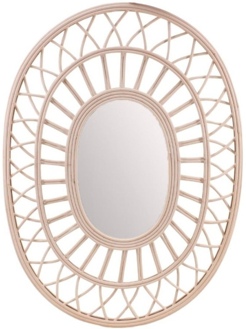 Miroir ovale en rotin 58x42cm Beige - Kiabi