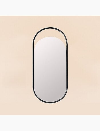 Miroir ovale métal noir 50x22cm