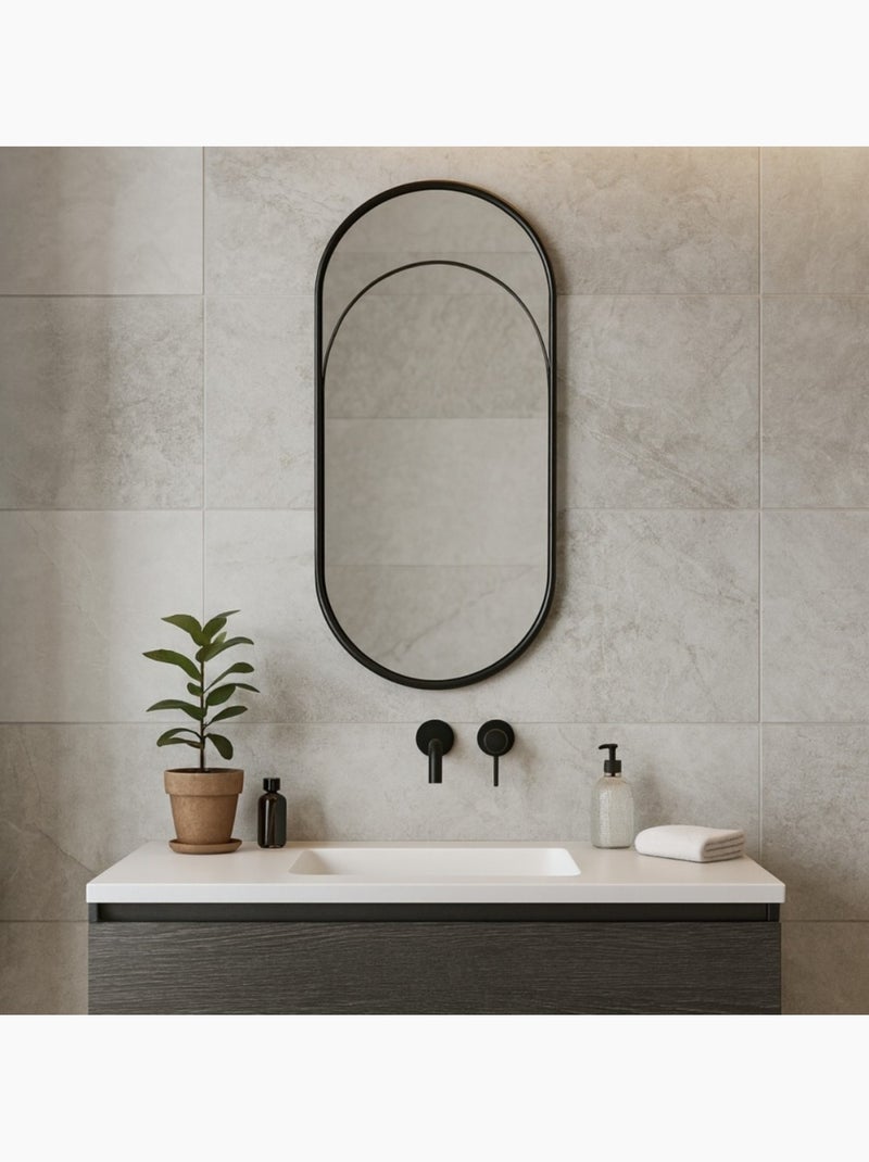 Miroir ovale métal noir 50x22cm Noir - Kiabi