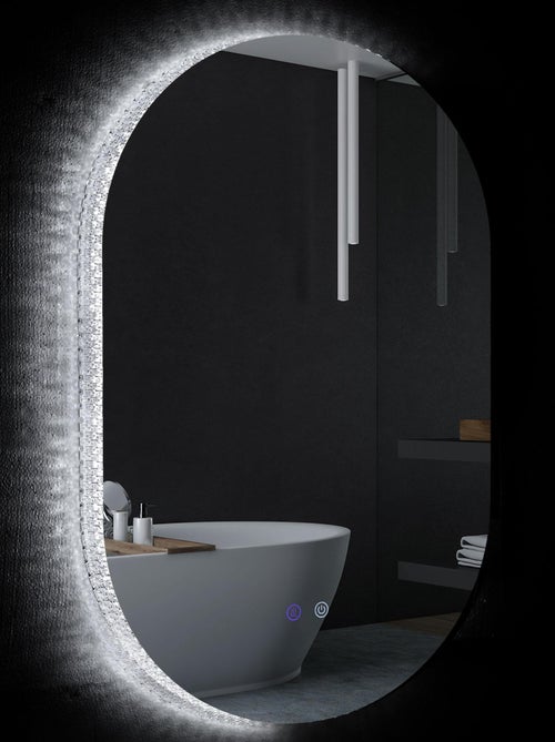 Miroir ovale mural lumineux LED de salle de bain 81 x 51 cm transparent - Kiabi