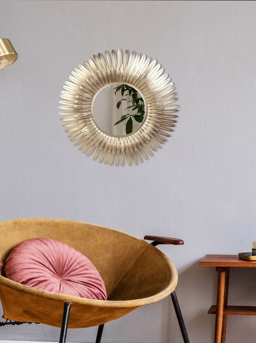 Miroir plumes dorées D53 - Kiabi