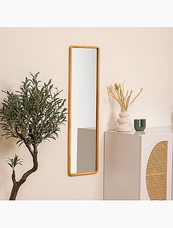 Miroir rectangulaire 116x35cm cadre bois d'hévéa KIM