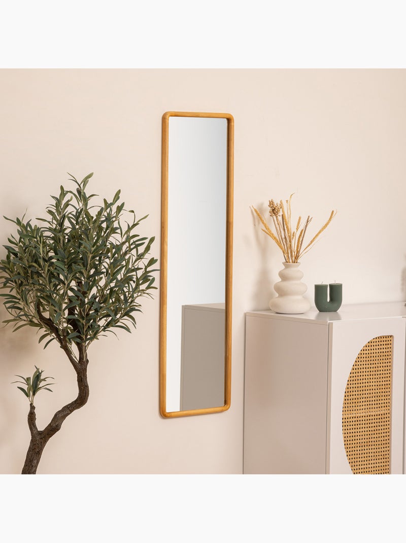 Miroir rectangulaire 116x35cm cadre bois d'hévéa KIM Marron - Kiabi