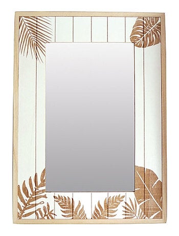 Miroir rectangulaire en bois motif feuillage