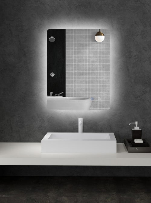 Miroir rectangulaire mural lumineux LED 80 x 60 cm transparent - Kiabi