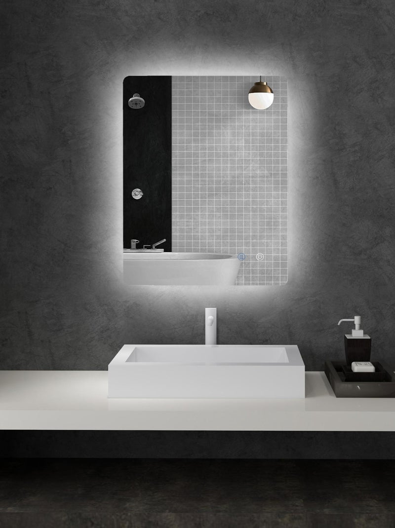 Miroir rectangulaire mural lumineux LED 80 x 60 cm transparent Gris - Kiabi