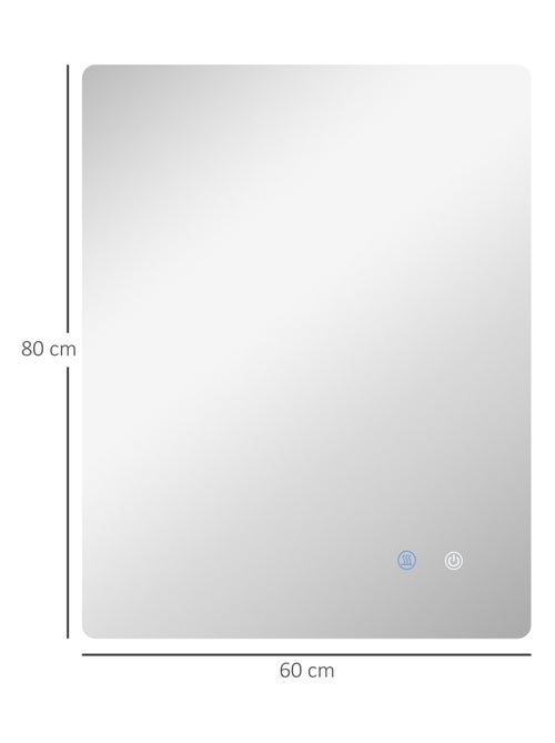 Miroir rectangulaire mural lumineux LED 80 x 60 cm transparent - Kiabi