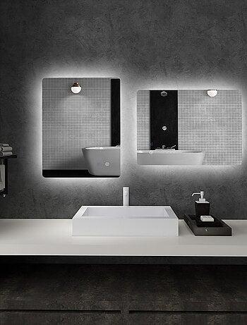 Miroir rectangulaire mural lumineux LED de salle de bain 70 x 50 cm
